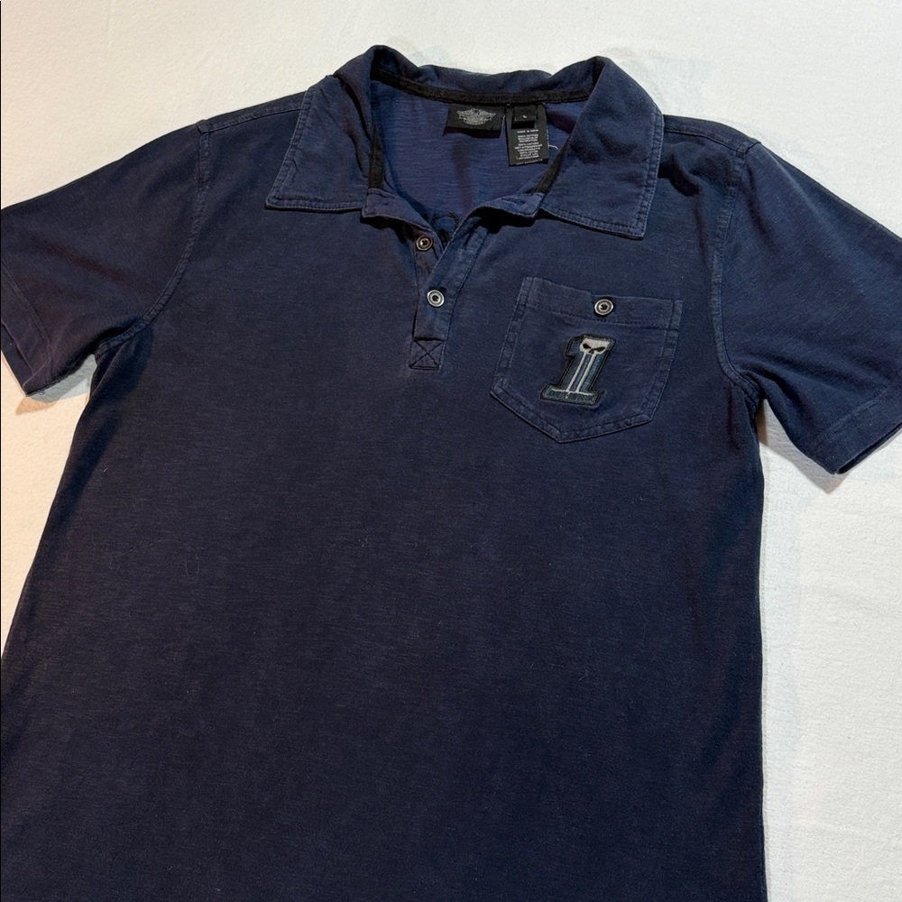 Harley Davidson Men's Navy Polo Shirt Large